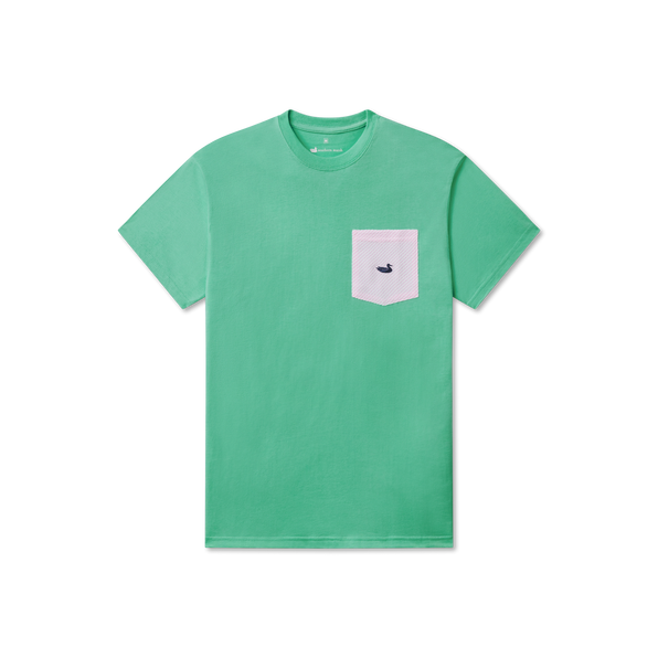Bimini Green with Pink | Stewart Pocket Tee | Seersucker | Short Sleeve