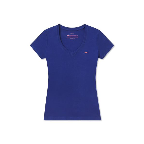 Navy with Melon Duck | Caroline V-Neck Tee | Cotton | Womens Fit T-Shirts