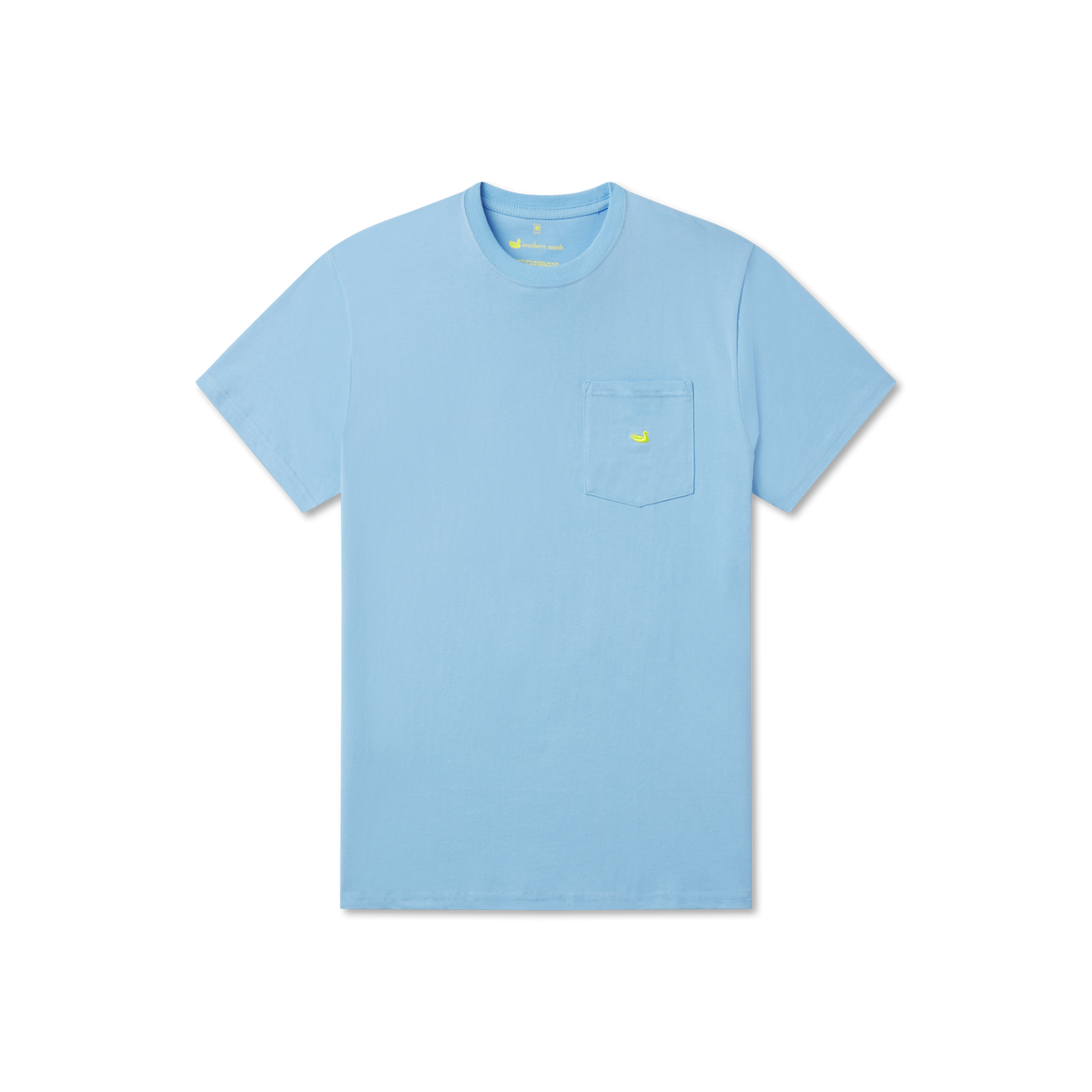 Embroidered Pocket T-shirt in Breaker Blue with Electric Yellow Duck