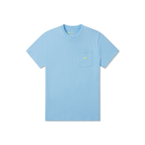 Embroidered Pocket T-shirt in Breaker Blue with Electric Yellow Duck