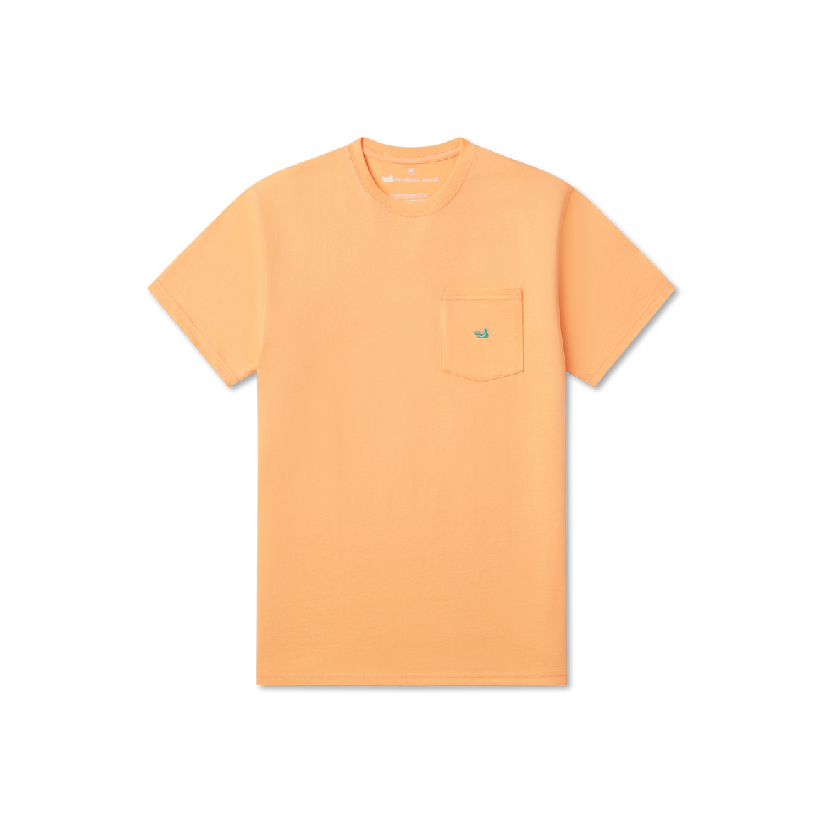 Embroidered Pocket T-shirt in Melon with Squall Green Duck