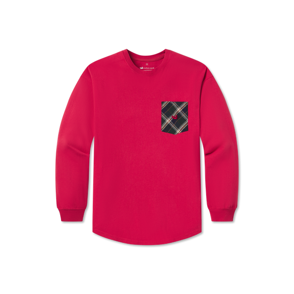Vintage Red with Tartan | Rebecca Tartan Jersey | Womens Fit Long Sleeve T-shirt