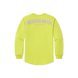 Electric Lime with Pink Seersucker | Original Rebecca Jersey | Womens Fit Long Sleeve T-Shirt | Back