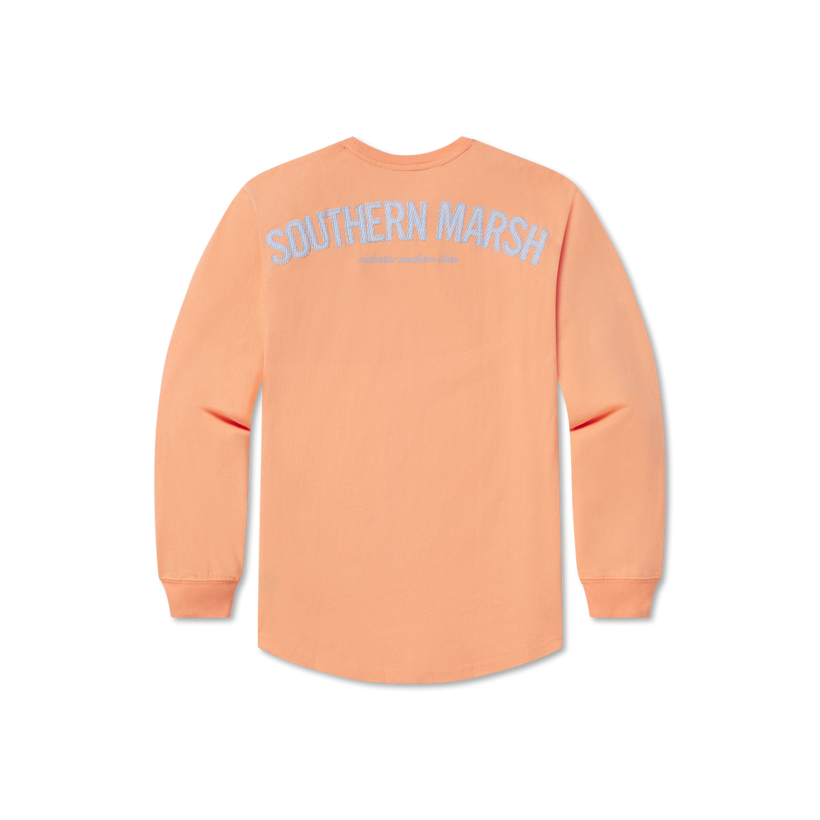 Melon with Blue Seersucker | Original Rebecca Jersey | Womens Fit Long Sleeve T-Shirt | Back