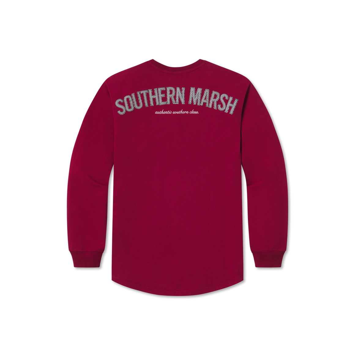 Maroon with Black Seersucker | Original Rebecca Jersey | Womens Fit Long Sleeve T-Shirt | Back