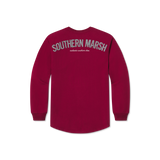 Maroon with Black Seersucker | Original Rebecca Jersey | Womens Fit Long Sleeve T-Shirt | Back