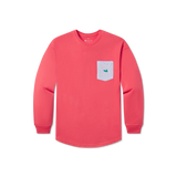 Neon Coral with Blue Seersucker | Original Rebecca Jersey | Womens Fit Long Sleeve T-Shirt