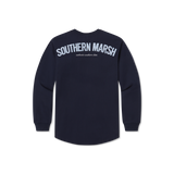 Navy with Blue Seersucker | Original Rebecca Jersey | Womens Fit Long Sleeve T-Shirt | Back