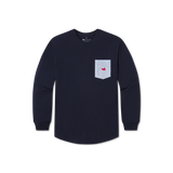 Navy with Blue Seersucker | Original Rebecca Jersey | Womens Fit Long Sleeve T-Shirt