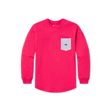 Strawberry Fizz with Blue Seersucker | Original Rebecca Jersey | Womens Fit Long Sleeve T-Shirt
