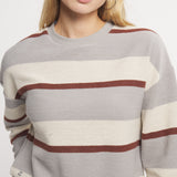 Gray & Garnet Stripe | ON MODEL | DETAIL
