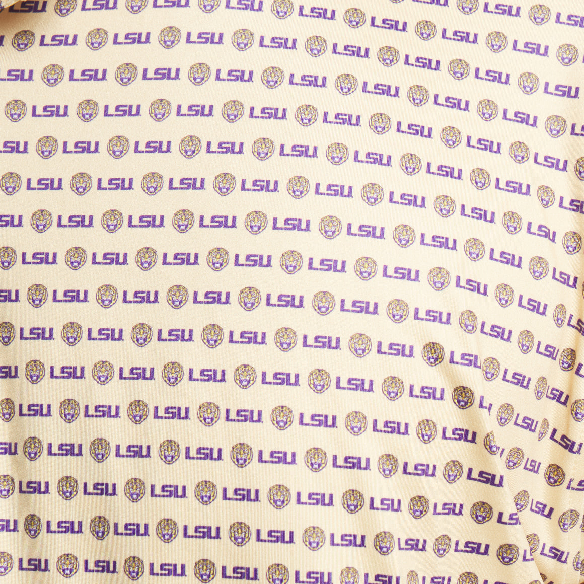 Golden Lsu Pattern | ON MODEL | PRINT CLOSE UP