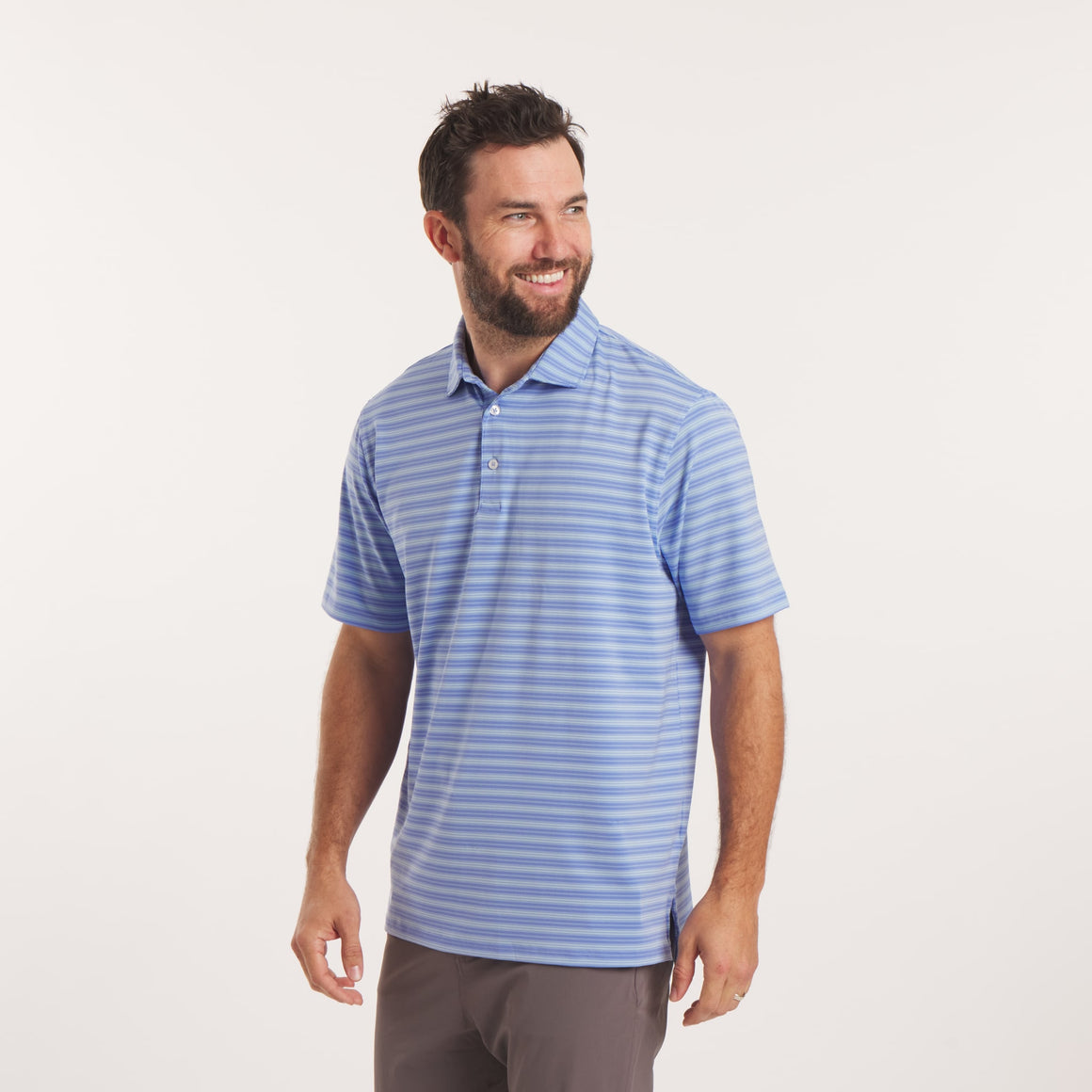 French Blue & Mint Stripe | On Model | Side
