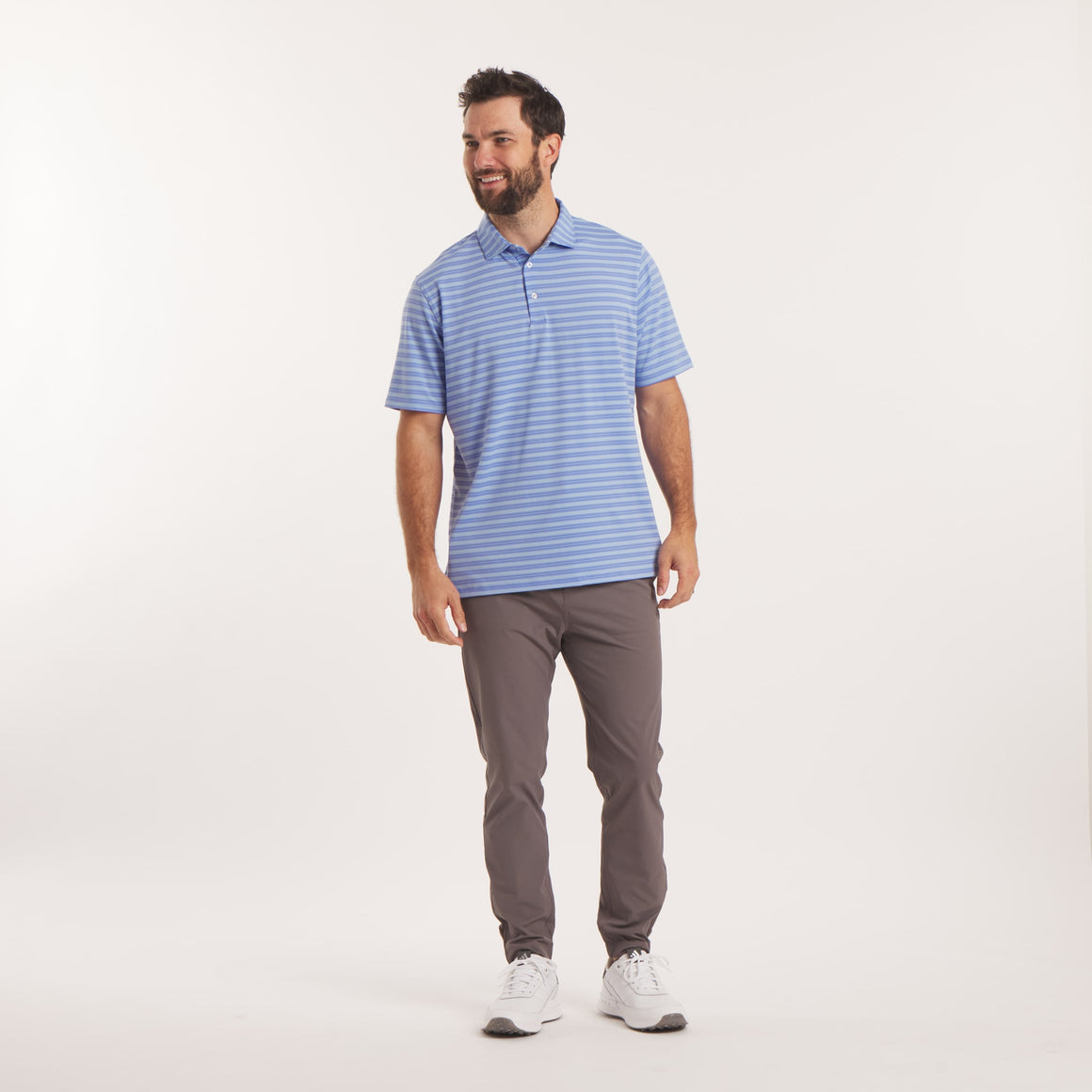 French Blue & Mint Stripe | On Model | Front 2