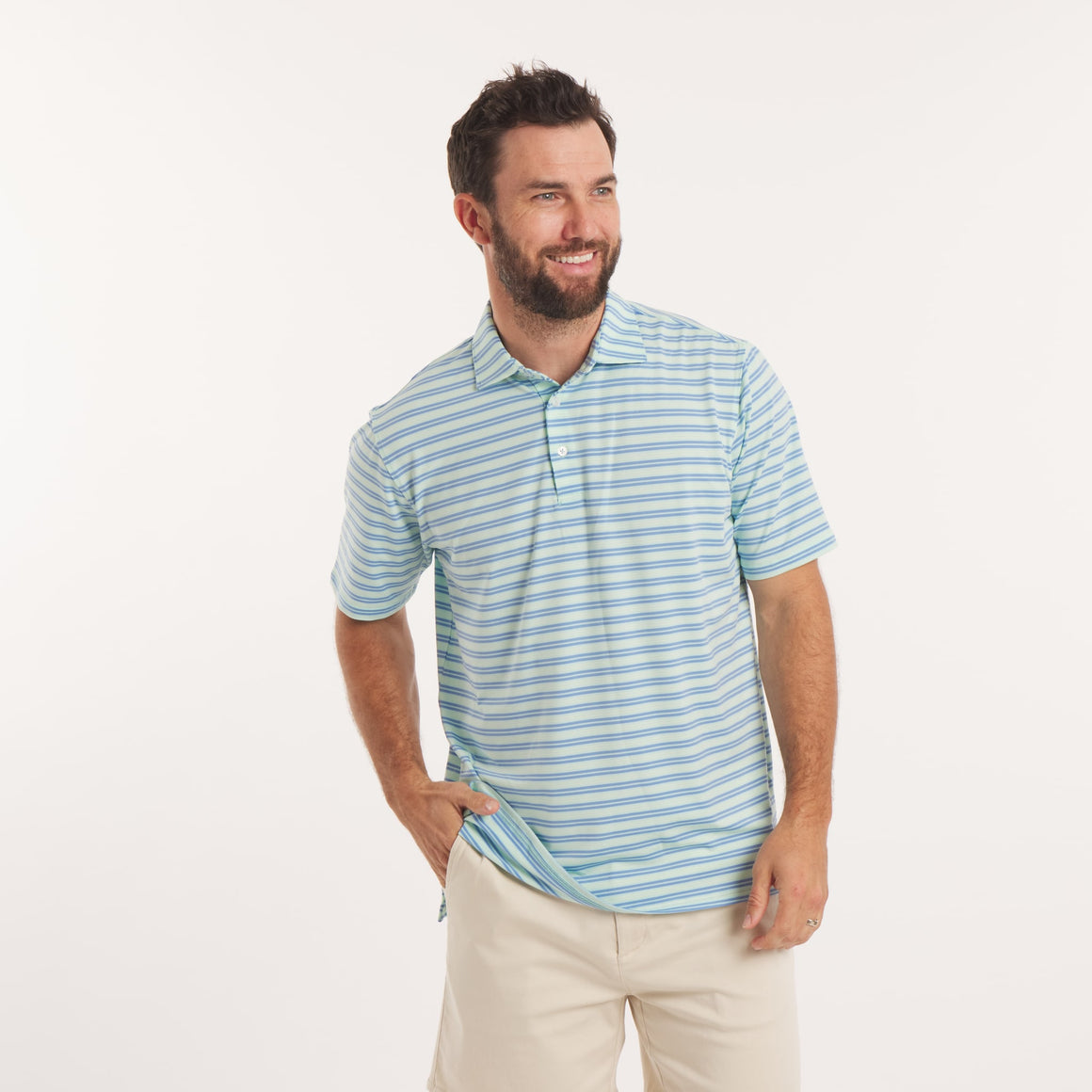 Lilac Lime & Teal Stripe | On Model | Front 2