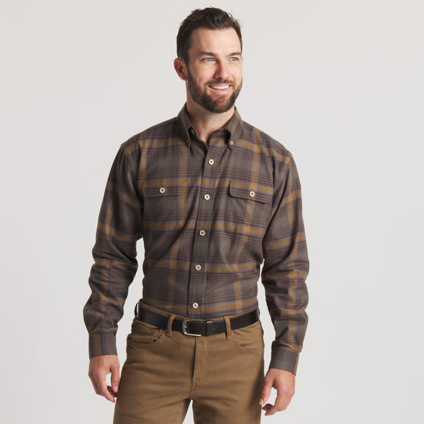 Dark Olive & Stone Brown Plaid | On Model | Front