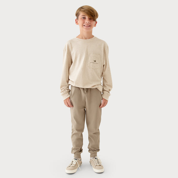 Burnt Taupe Waffle Knit | On Model Front