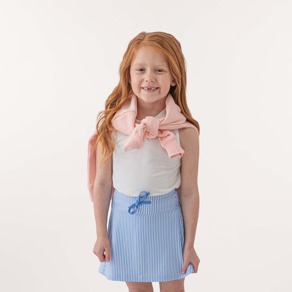 French Blue & White Seersucker | On Model Front