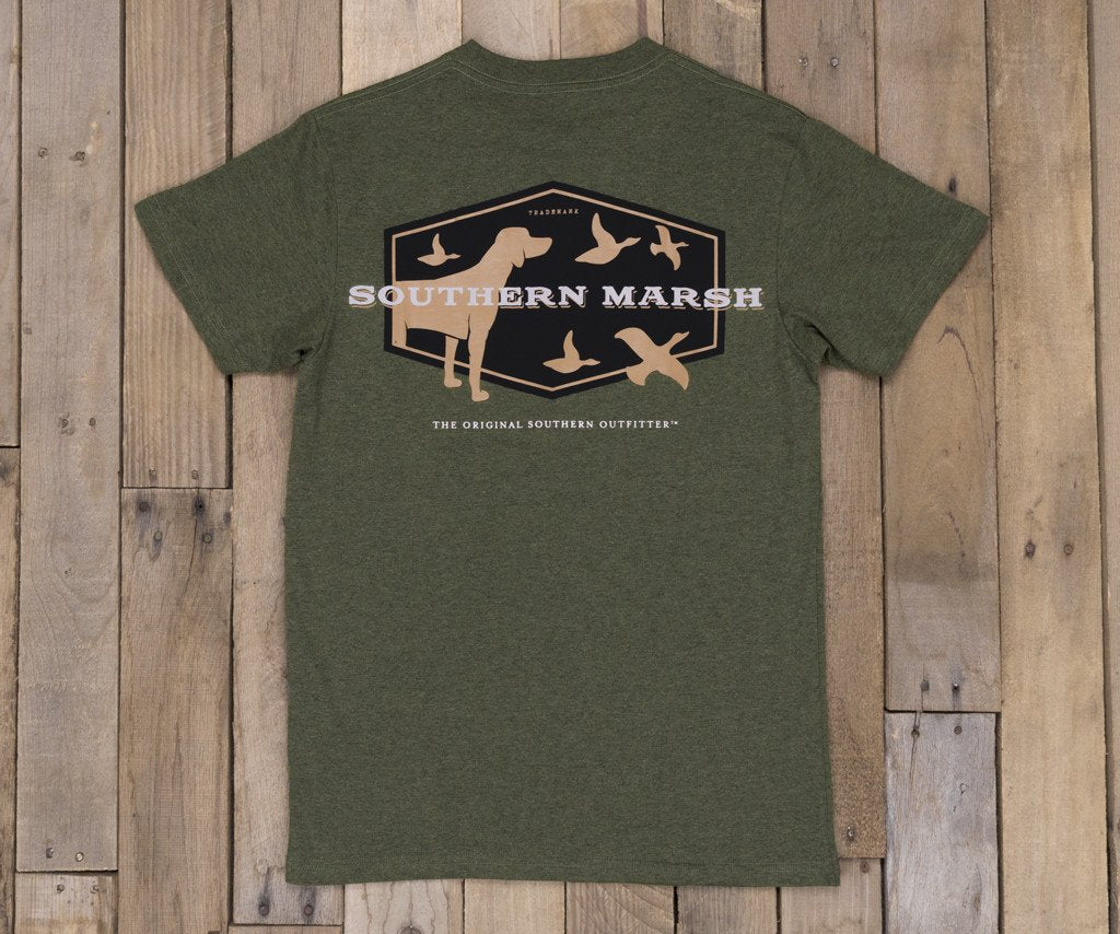 Washed Dark Green Heather | Branding Collection Tee | Hunting Dog
