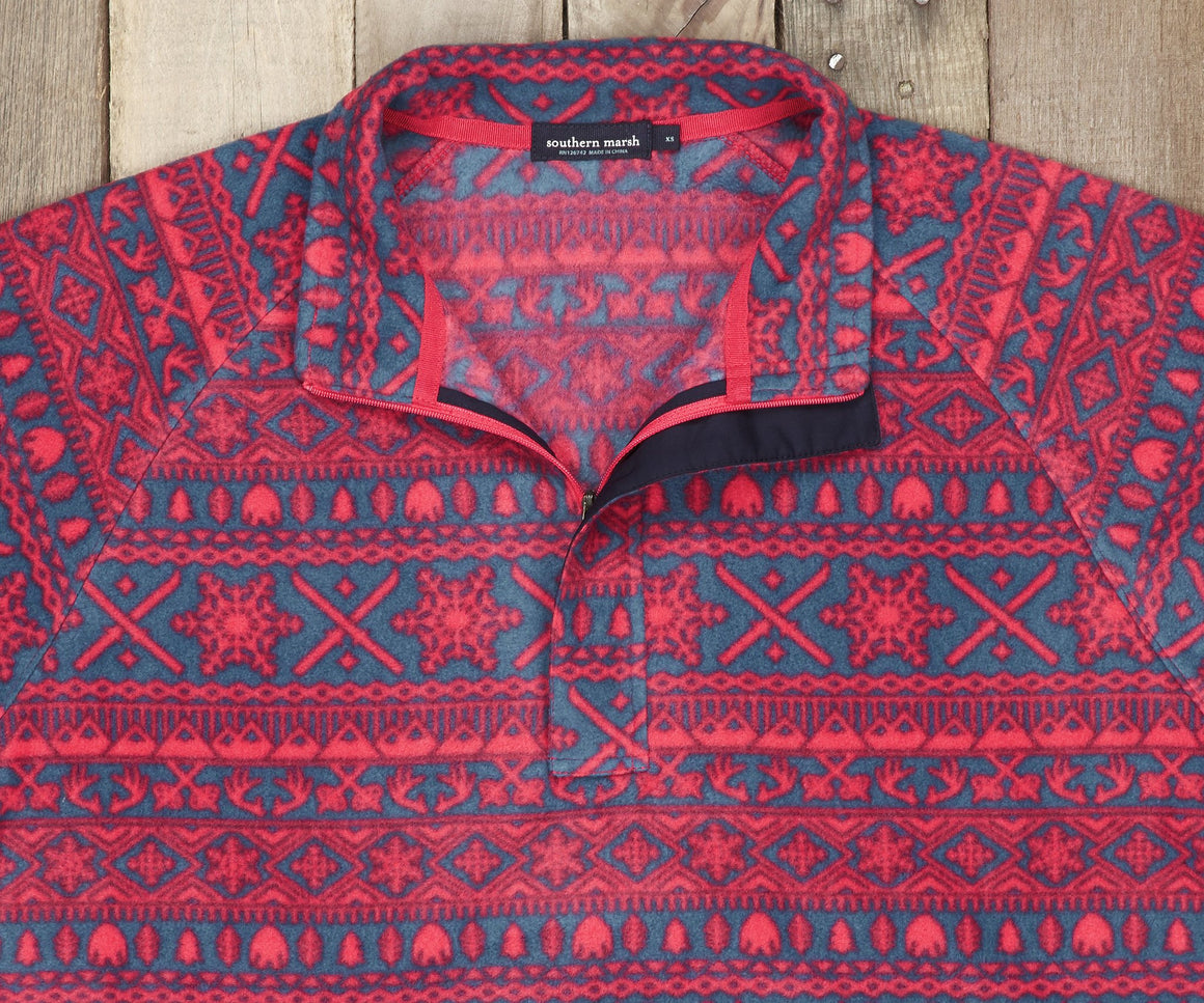 Navy and Red Alpine | Alpine Fleece Pullover | Detail