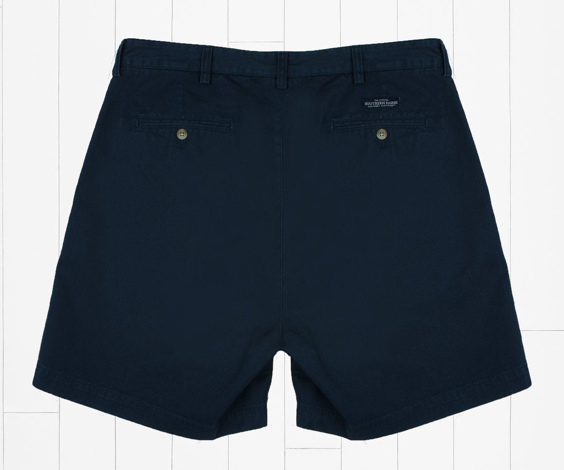 Colonial Navy | Regatta Short | 6in. | Pleated | Mens Shorts | Back