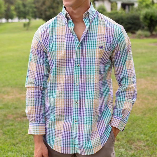 Purple Green and Gold Gingham